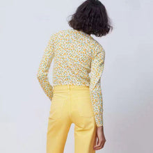 画像をギャラリービューアに読み込む, ZARA ザラジャカードニットカーディガンコットンイエローレディース9598060