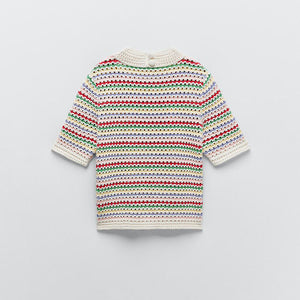 ZARA ザラストライプニットトップスコットンマルチカラーレディース3859030