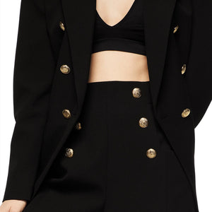 ZARA ザラボタン付きバミューダパンツポリエステルブラックレディース2037314