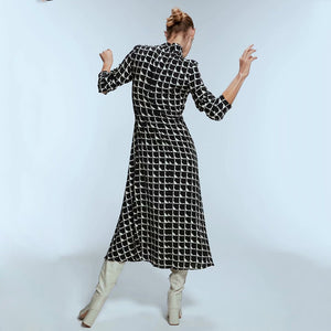 ZARA ザラ プリント柄 ハイネック  ロングワンピース　秋向け　8588103