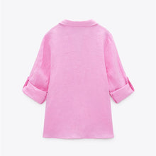 画像をギャラリービューアに読み込む, ZARA ザラベーシックリネンシャツリネンピンクレディース2230503