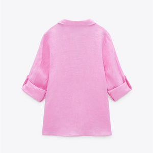 ZARA ザラベーシックリネンシャツリネンピンクレディース2230503