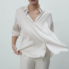 画像をギャラリービューアに読み込む, ZARA ザラサテン地シャツホワイトレディース4387028