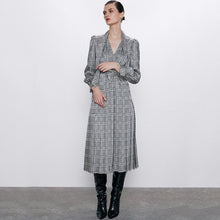 画像をギャラリービューアに読み込む, ZARA ザラ　チェック柄　プリーツ　ロングワンピース 2020新品　秋向け 2057006