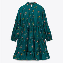 画像をギャラリービューアに読み込む, ZARA ザラプリント柄ミニワンピーステールグリーンレディース8351228