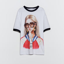 画像をギャラリービューアに読み込む, ZARA ザラガールプリントTシャツコットンホワイトレディース5644107