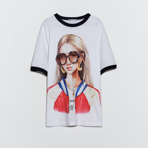 ZARA ザラガールプリントTシャツコットンホワイトレディース5644107