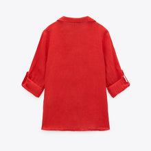 画像をギャラリービューアに読み込む, ZARA ザラベーシックリネンシャツリネンレッドレディース2230503