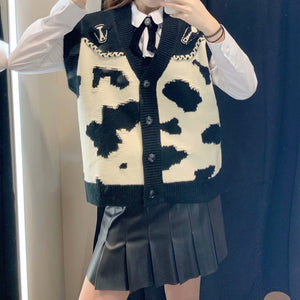 ZARA ザラ カウプリントニットベスト ファッション レデイース ブラック 0021004