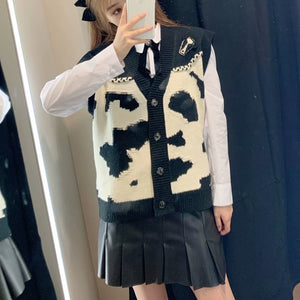 ZARA ザラ カウプリントニットベスト ファッション レデイース ブラック 0021004