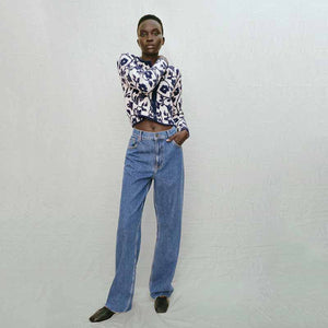 ZARA ザラ ニットカーディガンジャケット レデイース ブルー 03859130044