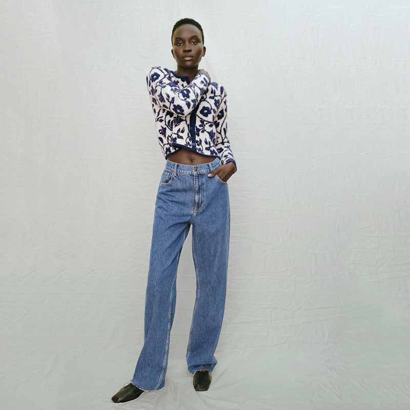 ZARA ザラ ニットカーディガンジャケット レデイース ブルー 03859130044