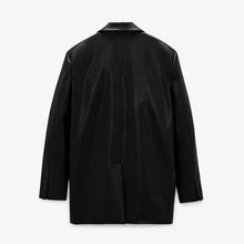 画像をギャラリービューアに読み込む, ZARA ザラ カジュアルな気質のフェイクレザーブレザールーズ レデイース ブラック1255703