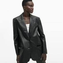 画像をギャラリービューアに読み込む, ZARA ザラ カジュアルな気質のフェイクレザーブレザールーズ レデイース ブラック1255703