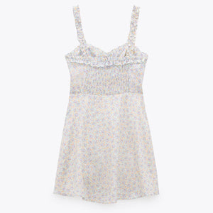 ZARA ザラフラワー ワンピースコットンホワイト4661137