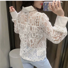 画像をギャラリービューアに読み込む, ZARA ザラ レースカットアウトボタンダウンシャツ レデイース ホワイト4786060