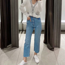 画像をギャラリービューアに読み込む, ZARA ザラ ストレートレッグ擦り切れジーンズ  レデイース 4色 9123031