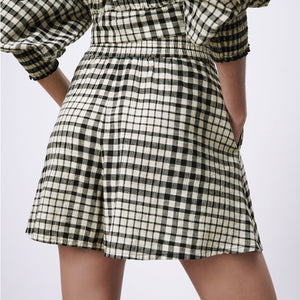 ZARA ザラギンガムチェックバミューダコットンブラックレディース5770030