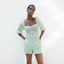 画像をギャラリービューアに読み込む, ZARA ザラカットワーク エンブロイダリー ブラウスコットンミントレディース7200033