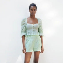 画像をギャラリービューアに読み込む, ZARA ザラカットワーク エンブロイダリー ブラウスコットンミントレディース7200033