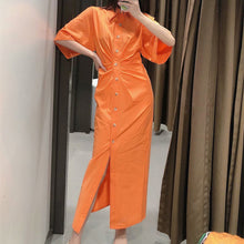 画像をギャラリービューアに読み込む, ZARA ザラ ヴィンテージ風のボタンアッププリーツシャツドレス レデイース オレンジ 7733457