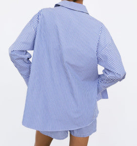 ZARA ザラ ストライプポプリンシャツ+ペーパーバッグウエストストライプパンツ レデイース 93510023