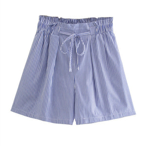 ZARA ザラ ストライプポプリンシャツ+ペーパーバッグウエストストライプパンツ レデイース 93510023