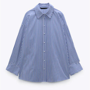 ZARA ザラ ストライプポプリンシャツ+ペーパーバッグウエストストライプパンツ レデイース 93510023