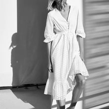画像をギャラリービューアに読み込む, ZARA ザラVネックカットアウト刺繡ワンピース レデイース ホワイト2578884