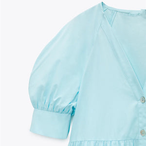 ZARA ザラVネックブレストレイヤードパネルワンピース2895255