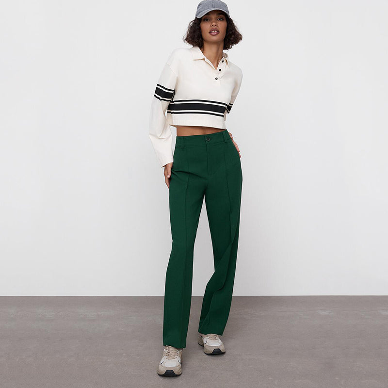 ZARA ザラフルレングスパンツポリエステルダークグリーンレディース2372915