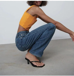 ZARA ザラクロップドトップスオレンジ色レディース1067152