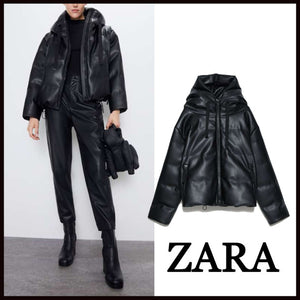 ZARA レザー風ジャケット ブラック 3046223