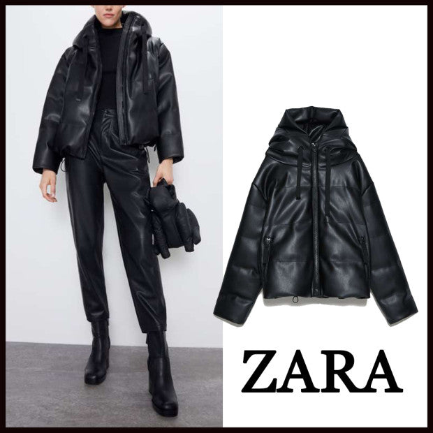 ZARA レザー風ジャケット ブラック 3046223