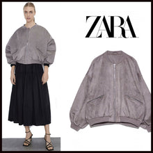 画像をギャラリービューアに読み込む, ZARA スエード風ボンバージャケット グレー  3046827