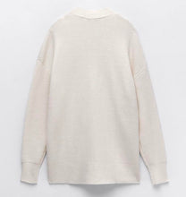 画像をギャラリービューアに読み込む, ZARA ザラ ポケット付きニットカーディガン ジレ ブレザー ジャケット エクリュ 5536001