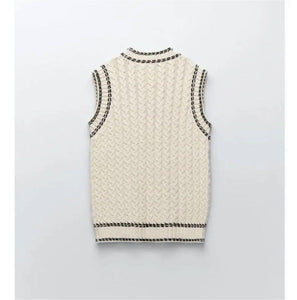 ZARA ザラ 前田希美サン着用　ステッチディテール ニットベストホワイト 3597151　