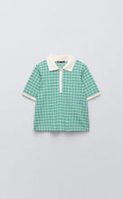 画像をギャラリービューアに読み込む, ZARA ザラ レトロ ジャカード ポロシャツ グリーン 1930429