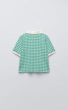 画像をギャラリービューアに読み込む, ZARA ザラ レトロ ジャカード ポロシャツ グリーン 1930429