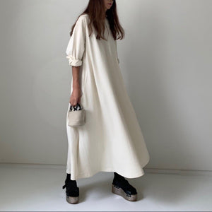 レディース ふんわりロングワンピース コットン100 ワンピース 秋冬新品 2色