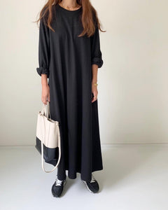 レディース ふんわりロングワンピース コットン100 ワンピース 秋冬新品 2色