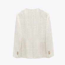 画像をギャラリービューアに読み込む, ZARA ザラテクスチャー素材ダブルブレストブレザーコットンエクリュレディース2277564