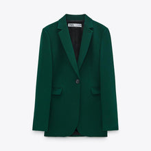 画像をギャラリービューアに読み込む, ZARA ザラテーラードボタンブレザーポリエステルダークグリーンレディース2506915