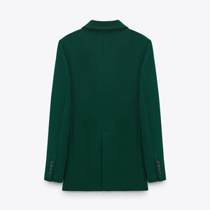 ZARA ザラテーラードボタンブレザーポリエステルダークグリーンレディース2506915
