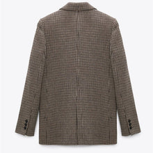 画像をギャラリービューアに読み込む, ZARA ザラ千鳥格子柄ブレザーウールゴールデンブラウンレディース2134430