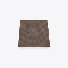 画像をギャラリービューアに読み込む, ZARA ザラチェック柄ミニスカートウールゴールデンブラウンレディース2139430