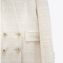 画像をギャラリービューアに読み込む, ZARA ザラテクスチャー素材ダブルブレストブレザーコットンエクリュレディース2277564