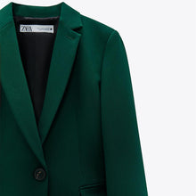 画像をギャラリービューアに読み込む, ZARA ザラテーラードボタンブレザーポリエステルダークグリーンレディース2506915