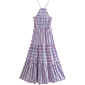 ZARA ザラストライプ柄ミディ丈ワンピースコットンマルチカラーレディース2588924