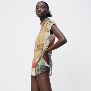 ZARA ザラセミシアー パッチワーク シャツポリエステルマルチカラーレディース2352428